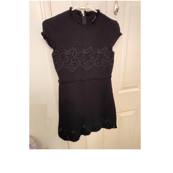 Zara Black Tweed Lace Dress (Sz Small) Boucle Mini Dress - Picture 5 of 5